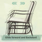 3 Piece Patio Glider Set Outdoor Gliders with Breathable Mesh Seat, Glass Top Table for Garden, Yard, Blue