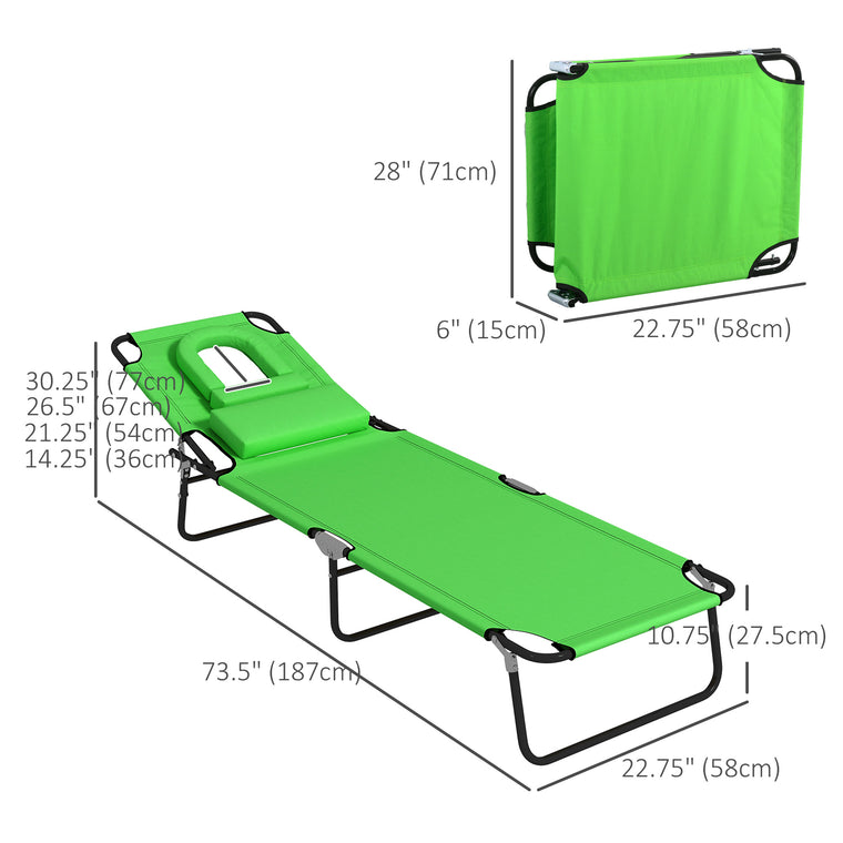 2-Piece Folding Tanning Chair with Face Hole & Pillow