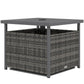 Rattan Coffee Wicker Patio Table w/ Umbrella Hole for Backyard Mixed-Grey