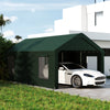 12 x 20ft Carport with 2 Roll-Up Doors, 4 Windows, Portable Garage with Removable Sidewalls for Car, Truck, Dark Green