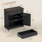 32" Farmhouse Sideboard with Drawer - Black Wood Grain