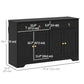 Sideboard Cabinet with 2 Drawers & 4 Barn Doors - Black