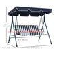 3-Seater Outdoor Porch Swing with Adjustable Canopy, Patio Swing Chair for Garden, Poolside, Backyard, Blue and White