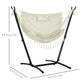 Patio Hammock Chair with Stand, Outdoor Hammock Swing Hanging Lounge Chair with Side Pocket and Headrest, Cream