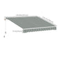 11' x 10' Retractable Awning Fabric Replacement Outdoor Sunshade Canopy Awning Cover, UV Protection, Green and White