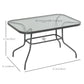 Metal Garden Dining Table with Umbrella Hole, Outdoor Patio Table with Tempered Glass Top, 47.25" x 31.5"
