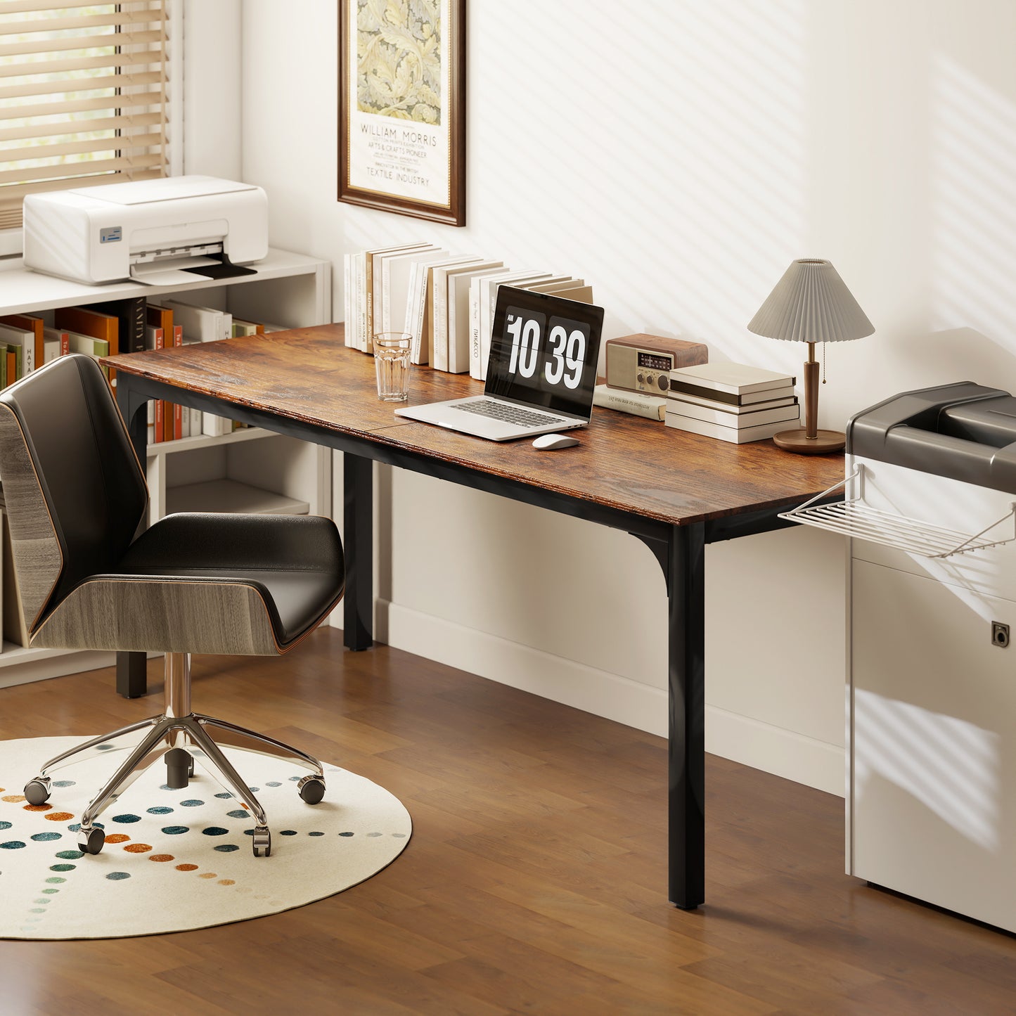 79" Computer Desk, Desktop Desk with Metal Legs, Rustic Brown