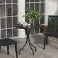 26" Round Patio Table, Outdoor Side Table with Steel Frame and Slat Tabletop for Garden, Balcony, Black
