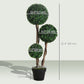 35 Inch Potted Fake Plant, Artificial Boxwood Topiary Tree, Triple Ball Tree for Indoor and Outdoor, Dark Green
