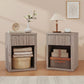 Nightstand Set of 2 with Drawer and Open Shelf - Grey