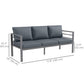 Aluminum Garden Sofa, 3-Person Outdoor Couch, Backyard Furniture for 3-person with Cushions, 72.8" x 26" x 25.2", Grey