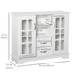 Sideboard with Glass Doors and 2 Drawers - White