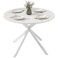 40" Round Kitchen Table for 4, Industrial Dining Table with Steel Legs for Dining Room, White Oak