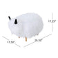 Adorable Upholstered Yak Ottoman with Sturdy Construction, Kid-Friendly Multi-Functional Foot Stool, 26.5" L x 17.5" W x 17.5" H, White