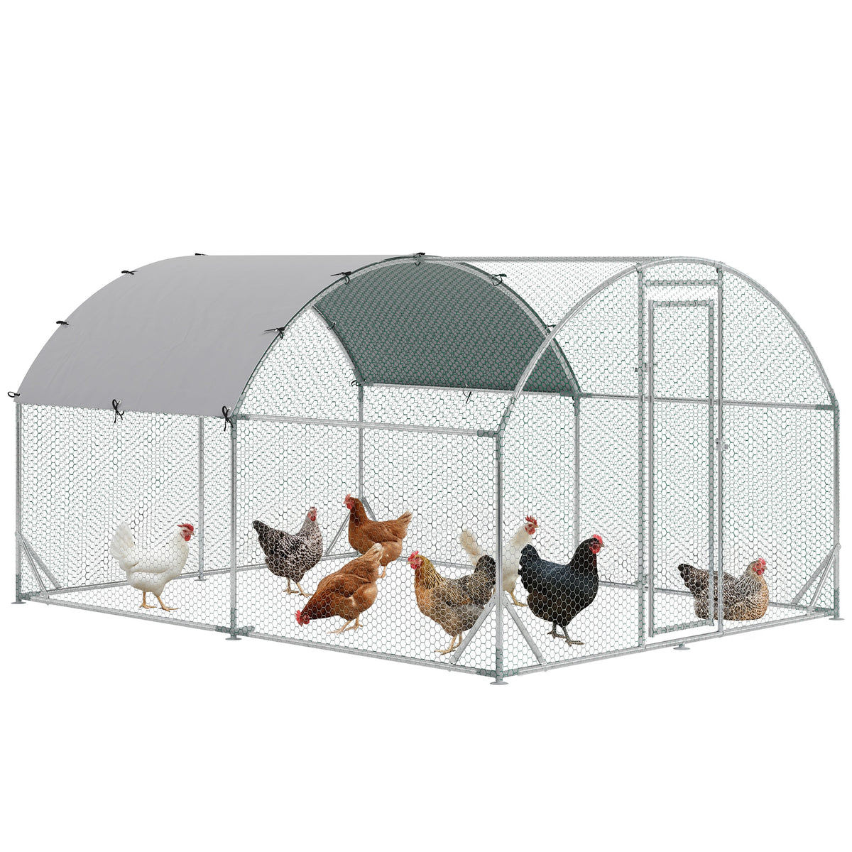 9.2' x 12.5' x 6.5' Silver Galvanized Chicken Coop with Cover