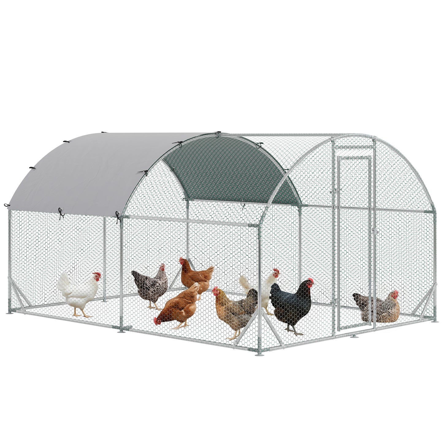 9.2' x 12.5' x 6.5' Silver Galvanized Chicken Coop with Cover