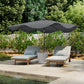 Solar Patio Umbrella with LED and Tilt, Outdoor Market Table Umbrella Parasol with Crank, 10 x 10 ft, Dark Grey
