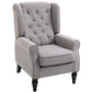 Tufted Wingback Accent Chair with Wood Legs - Grey