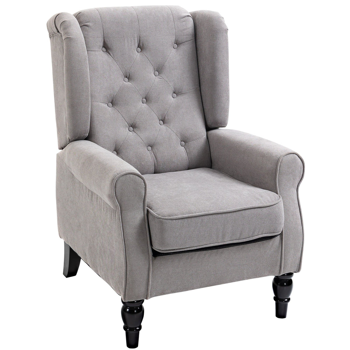 Tufted Wingback Accent Chair with Wood Legs - Grey