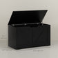 31.5 Inches Storage Chest, Storage Trunk with 2 Safety Hinges for Living Room, Black Wood Grain