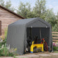 9.2' x 7.9' Garden Storage Tent, Patio Storage Shelter w/ Metal Frame and Double Zipper Doors, Dark Grey