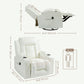 Swivel Massage Recliner Sofa, Overstuffed Manual Reclining Sofa, PU Leather Rocking Chair with Side Pockets, Cup Holders, for Living Room, Nursery, Cream White