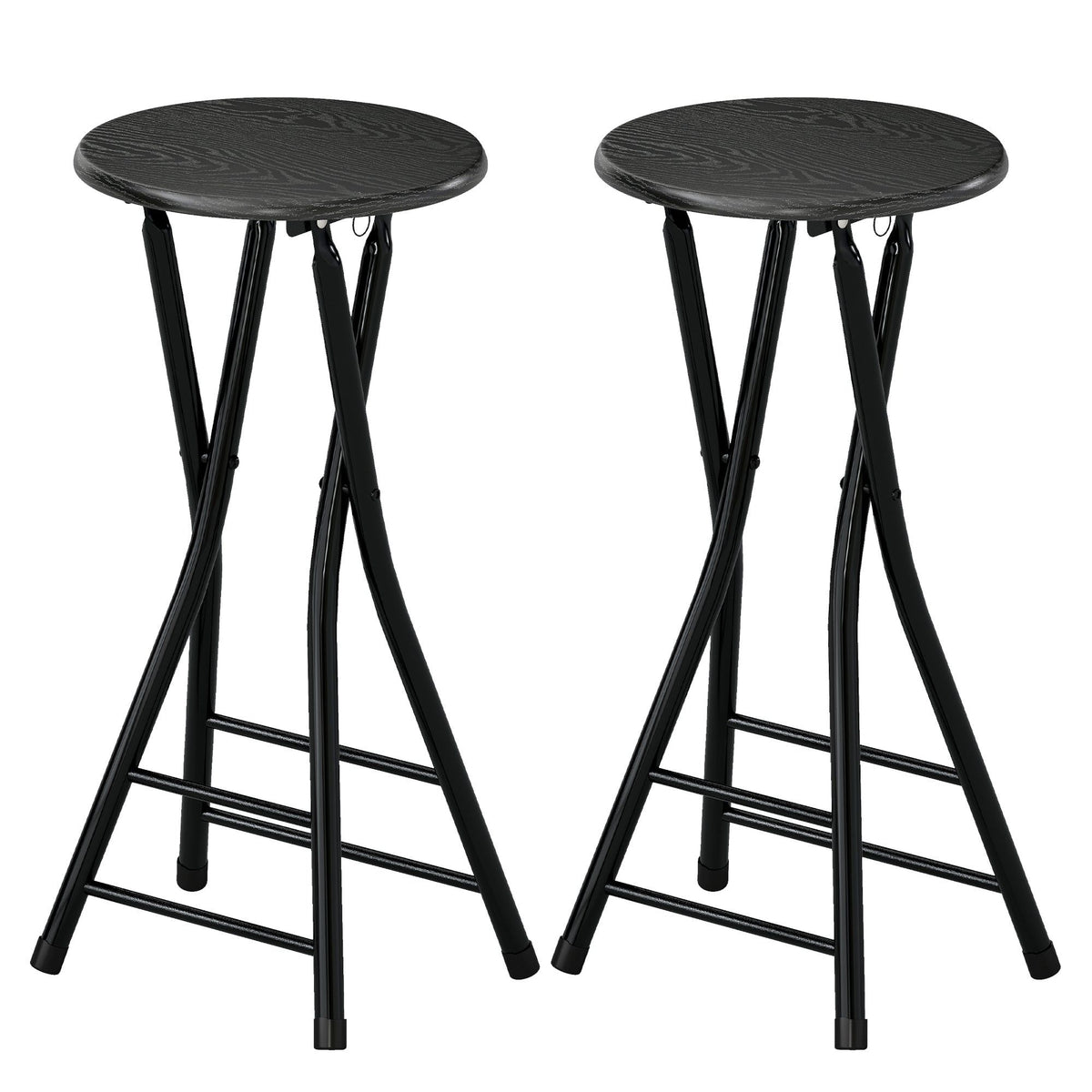 Foldable Counter Height Bar Stools Set of 2 - Black