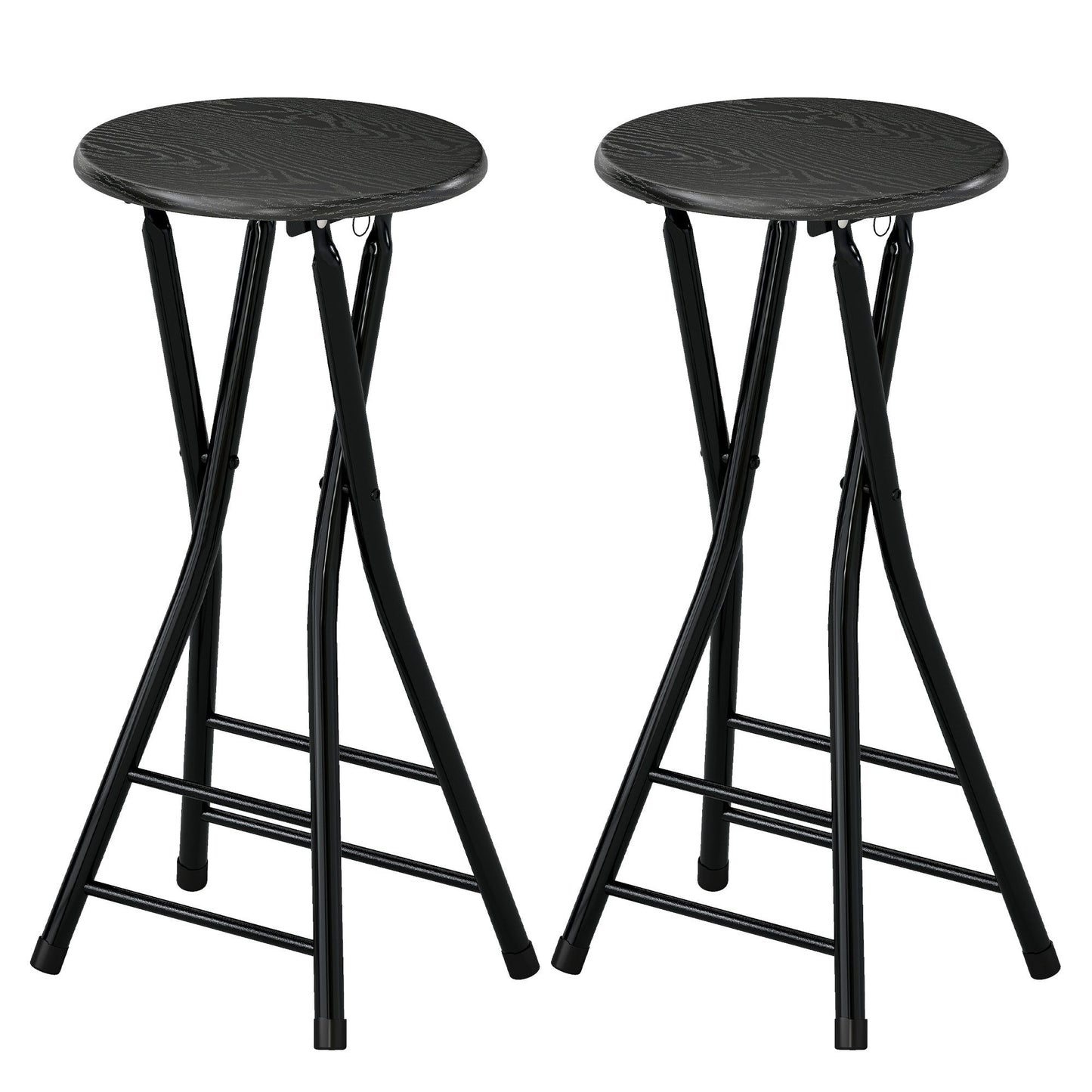 Foldable Counter Height Bar Stools Set of 2 - Black