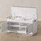 Shoe Storage Bench, Entryway Bench with 2-Tier Cabinet, Flip-Top Storage, Padded Cushion for Hallway, White