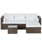 3pcs Modern Rattan Sofa Set, Wicker Patio Furniture Set with Coffee Table, Cushions, Pillows
