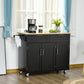 Kitchen Island Cart with 2 Drawers and Cabinets - Black