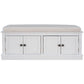 Storage Bench with 4 Doors and Adjustable Shelves, Shoe Bench with Removable Cushion for Entryway, 43" L x 16" W x 17.5" H, White