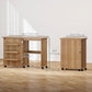 Sewing Machine Cabinet, Folding Sewing Table with Storage Shelf, Bins and Lockable Wheels for Small Space, Brown
