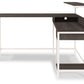 Dorrinson - White / Black / Gray - L-Desk with Storage