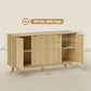 55" Fluted Sideboard Buffet Cabinet with 4 Doors - Natural Wood