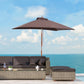 6.6x5ft Square Market Parasol, Wooden Patio Umbrella with Tilt Mechanism and 6 Bamboo Ribs, Garden Sunshade, Coffee