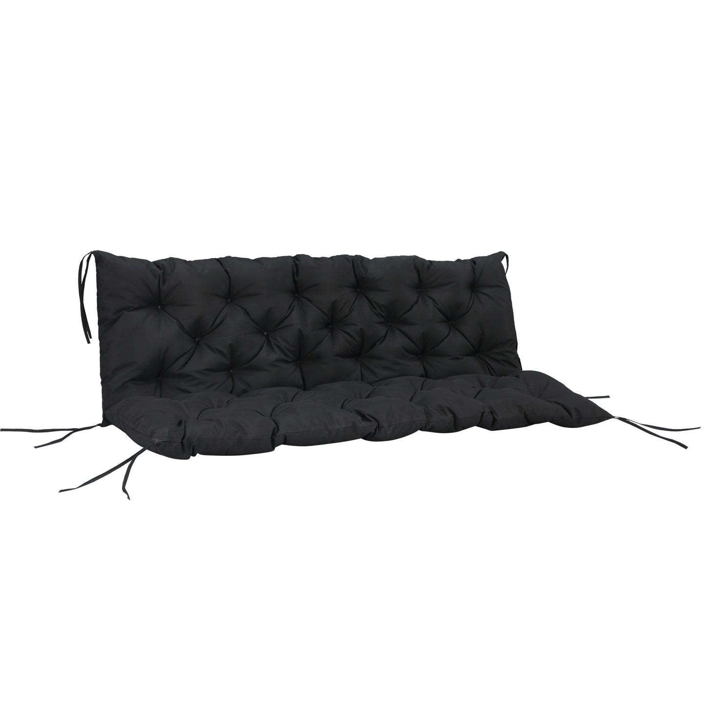 Porch Swing Cushion Garden Bench Cushion with Backrest, Non-Slip 3-Seater Soft Pad, 59.1" x 38.6", Black