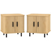 Set of 2 Nightstands with Shutter Doors - Oak