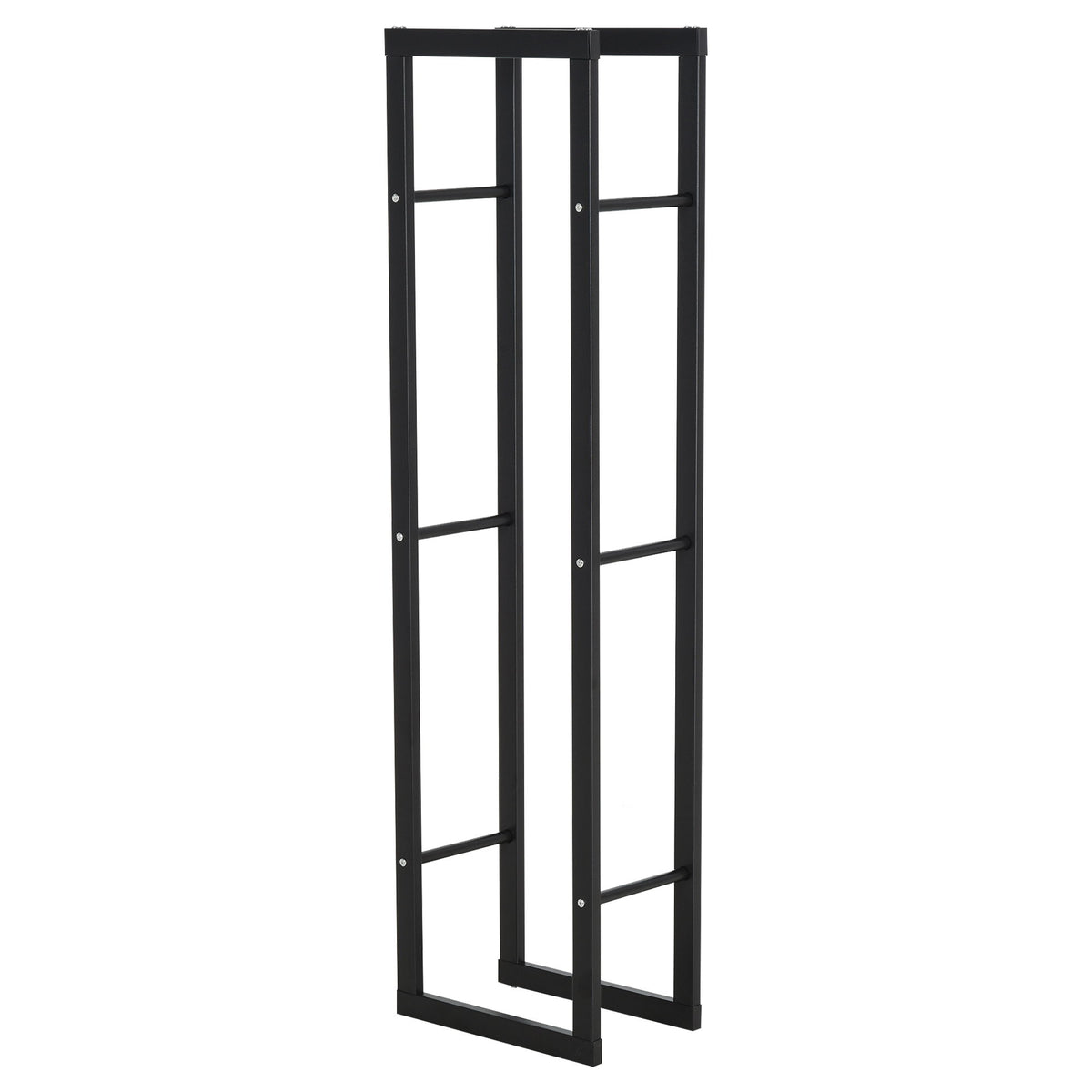 15.7" x 9.8" x 59.1" Firewood Rack Outdoor, Log Holder Fireplace Storage Rack with Handles and 220 lbs. Weight Capacity, Black