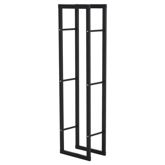 15.7" x 9.8" x 59.1" Firewood Rack Outdoor, Log Holder Fireplace Storage Rack with Handles and 220 lbs. Weight Capacity, Black