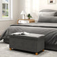 Foldable Velvet Storage Ottoman with Wood Legs - Grey