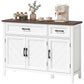 44" Farmhouse Sideboard Cabinet with Chevron Doors - White
