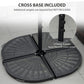 8.5FT Offset Patio Umbrella with 360° Rotation, Outdoor Cantilever Roma Parasol Hanging Sun Shade Canopy Shelter with Cross Base, Beige