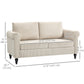 Vintage Loveseat, Upholstered Love Seat Furniture, Fabric 2 Seater Sofa with Rolled Arms, Rubber Wood Legs, Beige