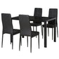 5-Piece Glass Dining Set with Faux Leather Chairs - Black