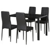 5-Piece Glass Dining Set with Faux Leather Chairs - Black