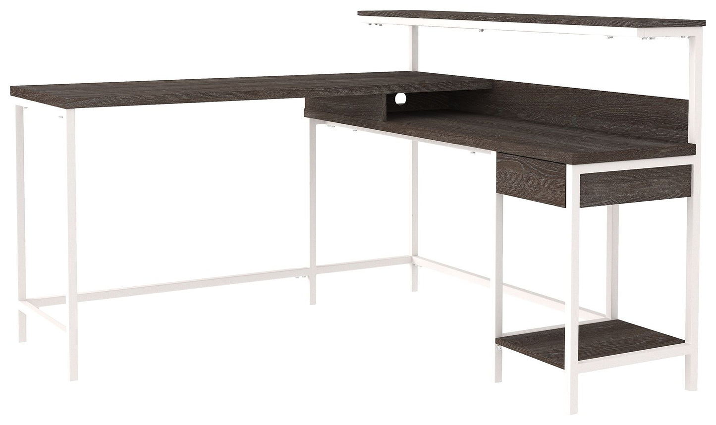 Dorrinson - White / Black / Gray - L-desk With Storage