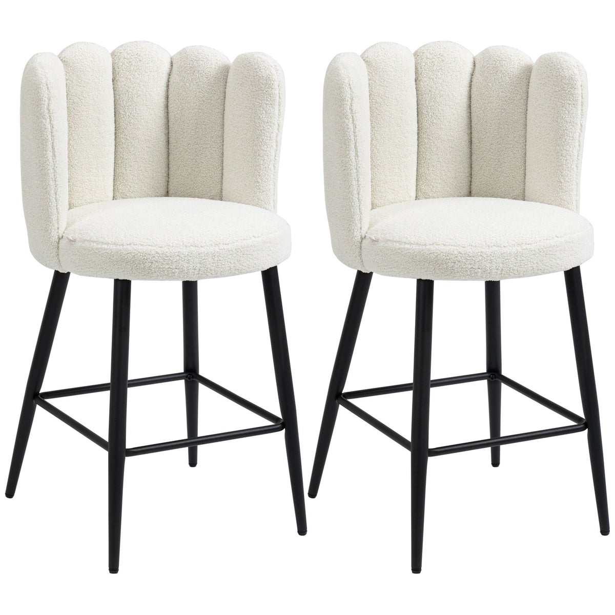 Faux Cashmere Counter-Height Bar Stools Set of 2 - Cream