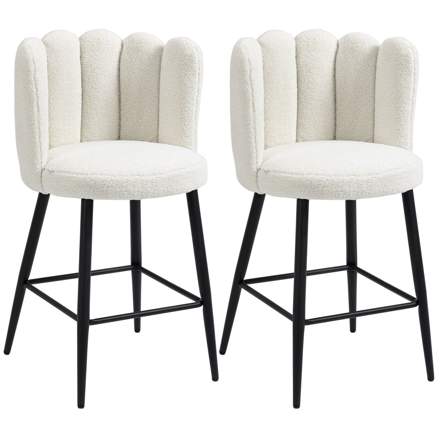 Faux Cashmere Counter-Height Bar Stools Set of 2 - Cream