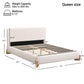 Queen-Size Boucle Upholstered Bed with 12 Wooden Slats & 3 Support Legs, Durable Bed Frame with Solid Feet, 88'' L x 69'' W x 38'' H, White